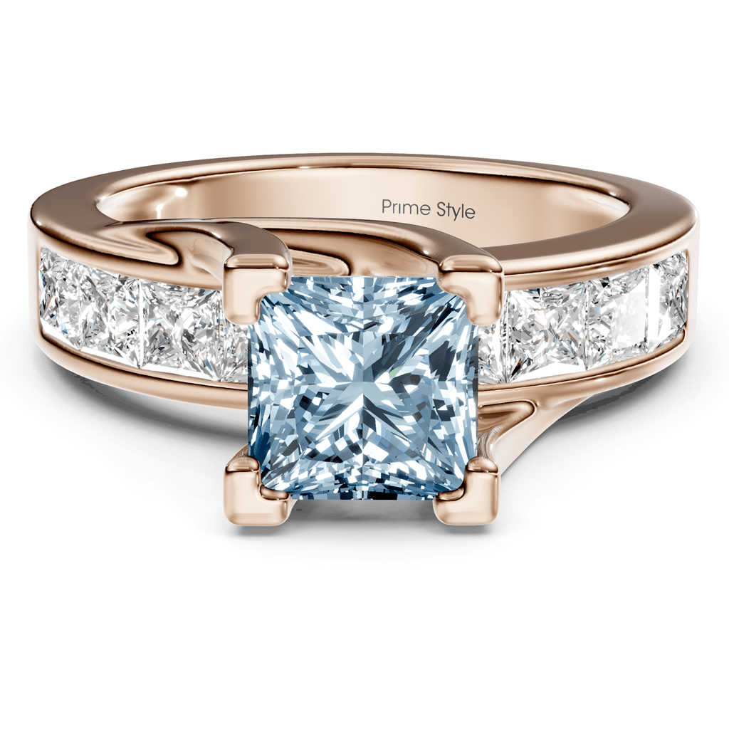 2.20 - 5.20 CT Princess Cut Fancy Blue Diamonds - Engagement Ring - Primestyle.com