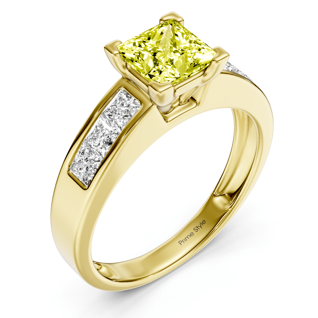 1.80-4.80 CT Princess Cut Fancy Yellow Diamonds - Engagement Ring