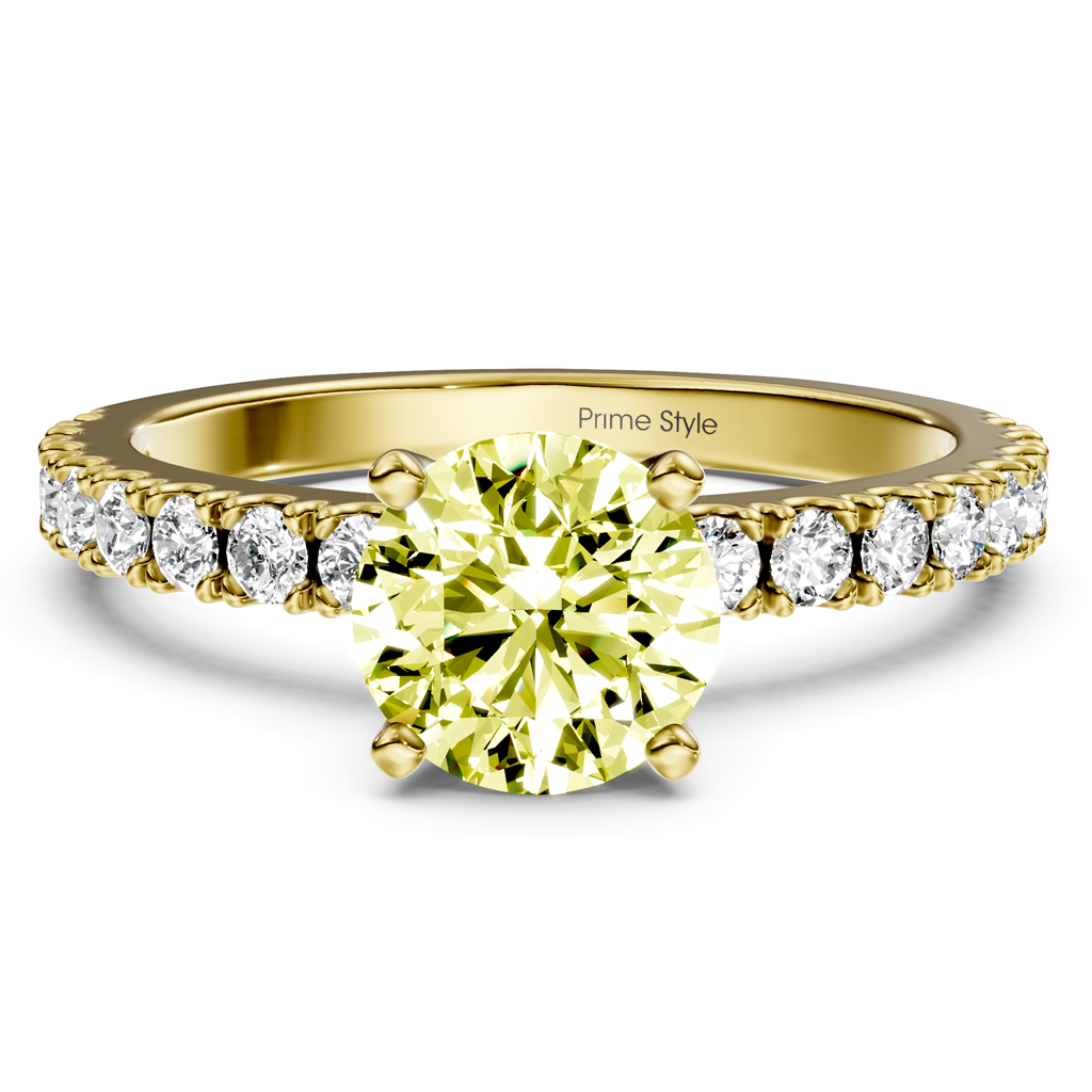 1.40-4.40 CT Round Cut Fancy Yellow Diamonds - Engagement Ring