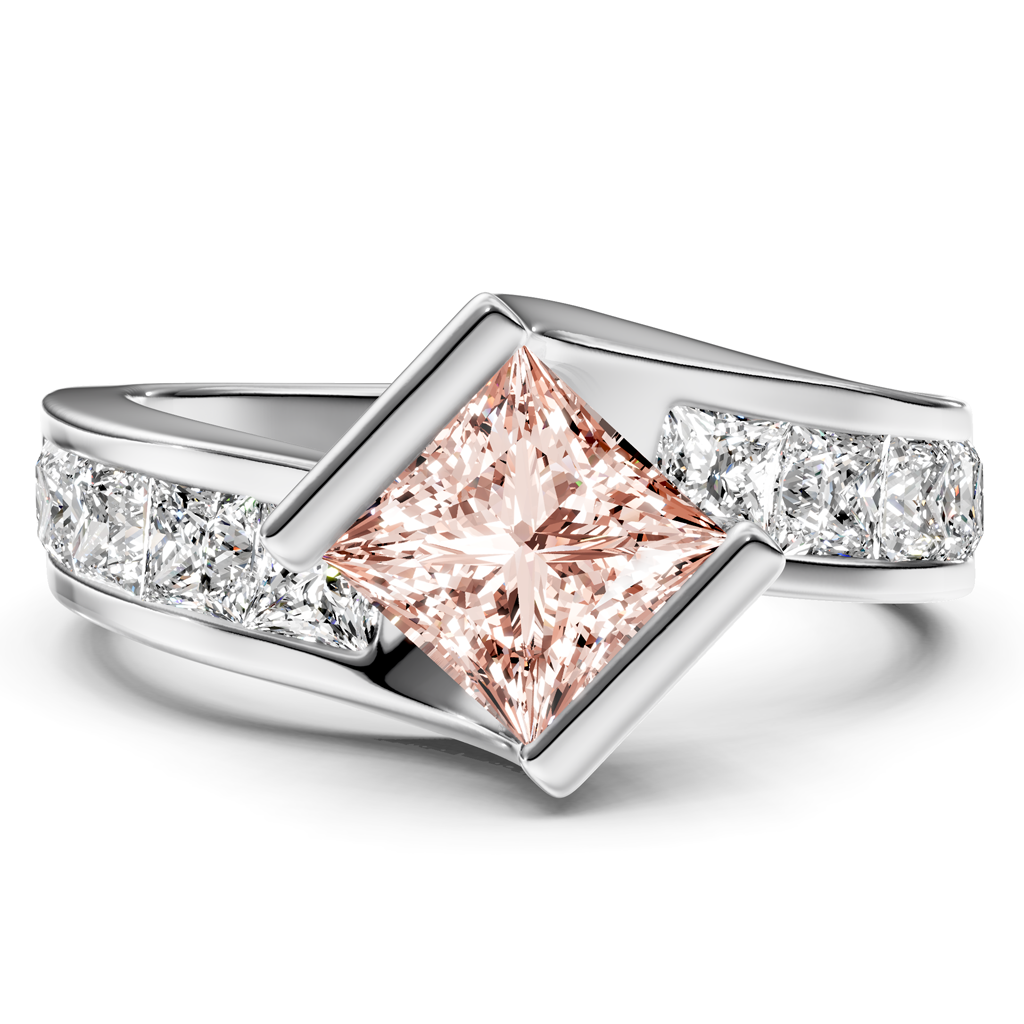 2.60-5.60 CT Princess Cut Fancy Pink Diamonds - Engagement Ring