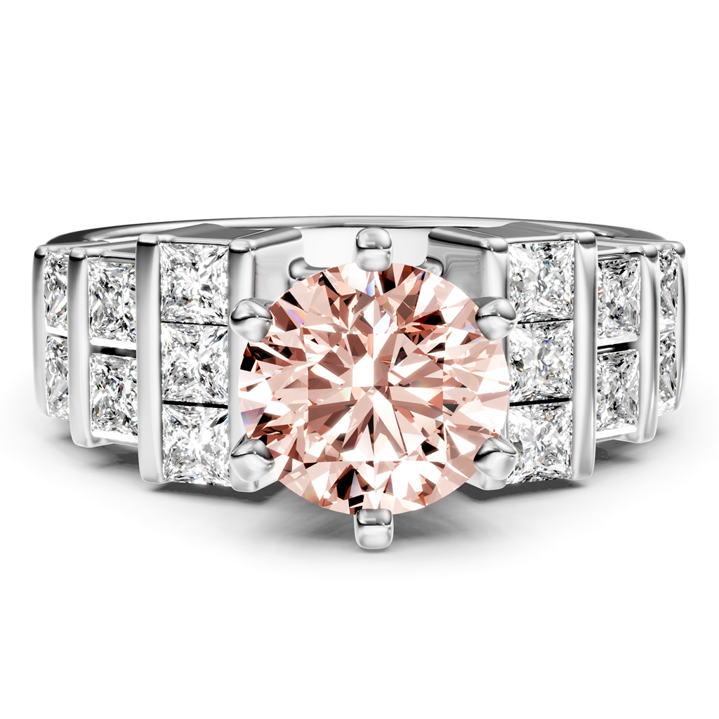 2.20-5.20 CT Princess & Round Cut Fancy Pink Diamonds - Engagement Ring