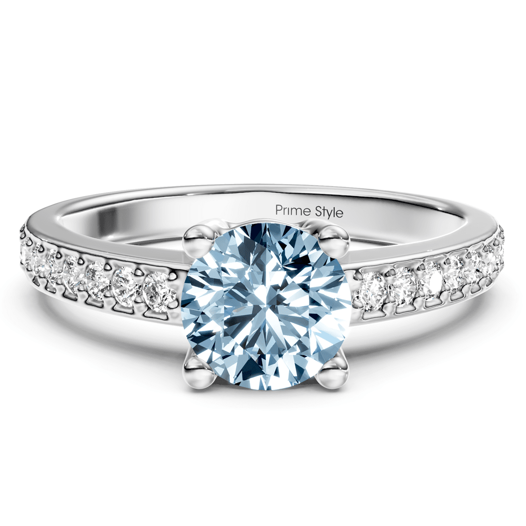 1.25-4.25 CT Round Cut Fancy Blue Diamonds - Engagement Ring