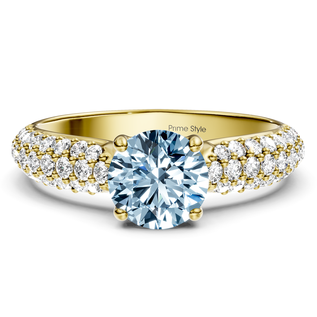 1.50-4.50 CT Round Cut Fancy Blue Diamonds - Engagement Ring