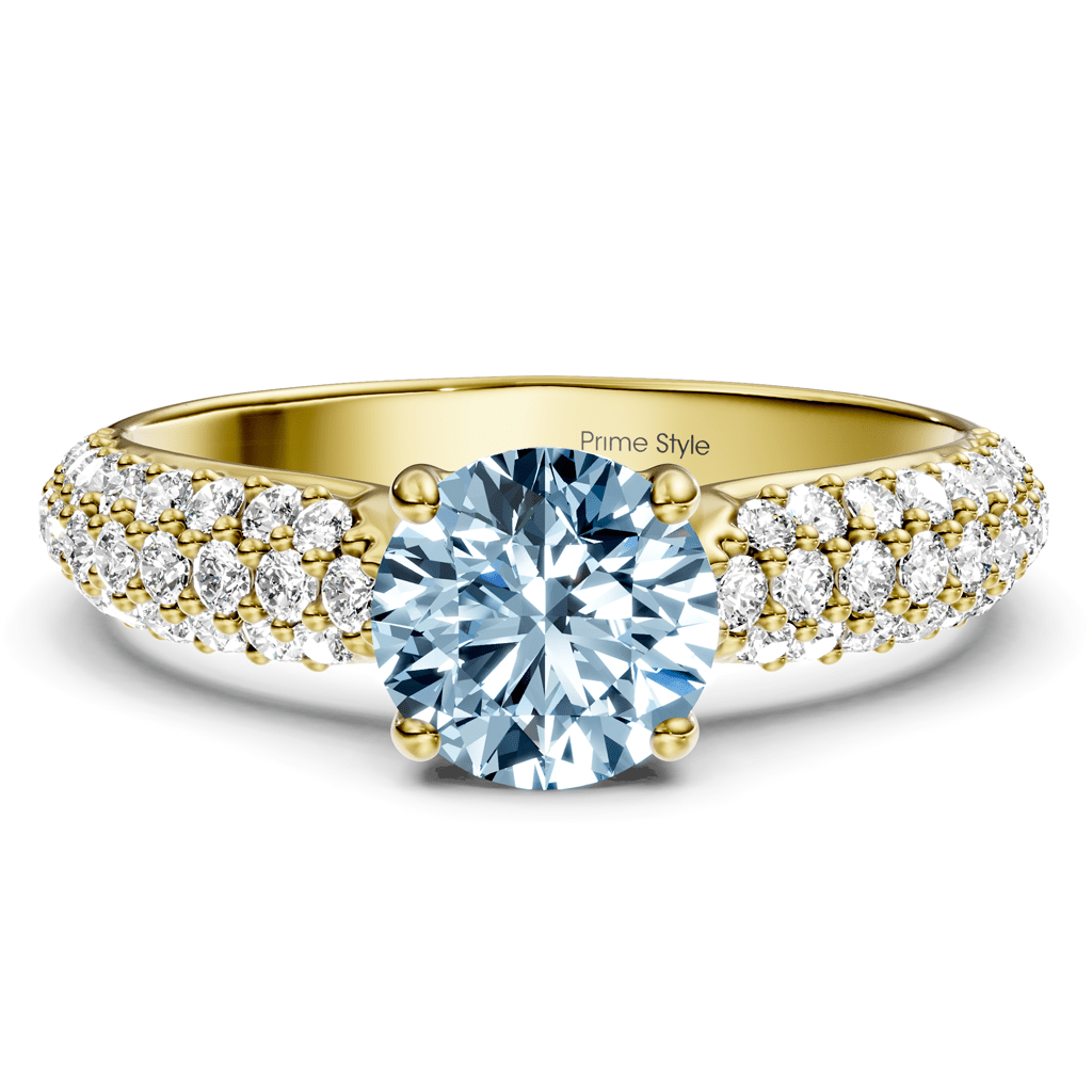 1.50 - 4.50 CT Round Cut Fancy Blue Diamonds - Engagement Ring - Primestyle.com
