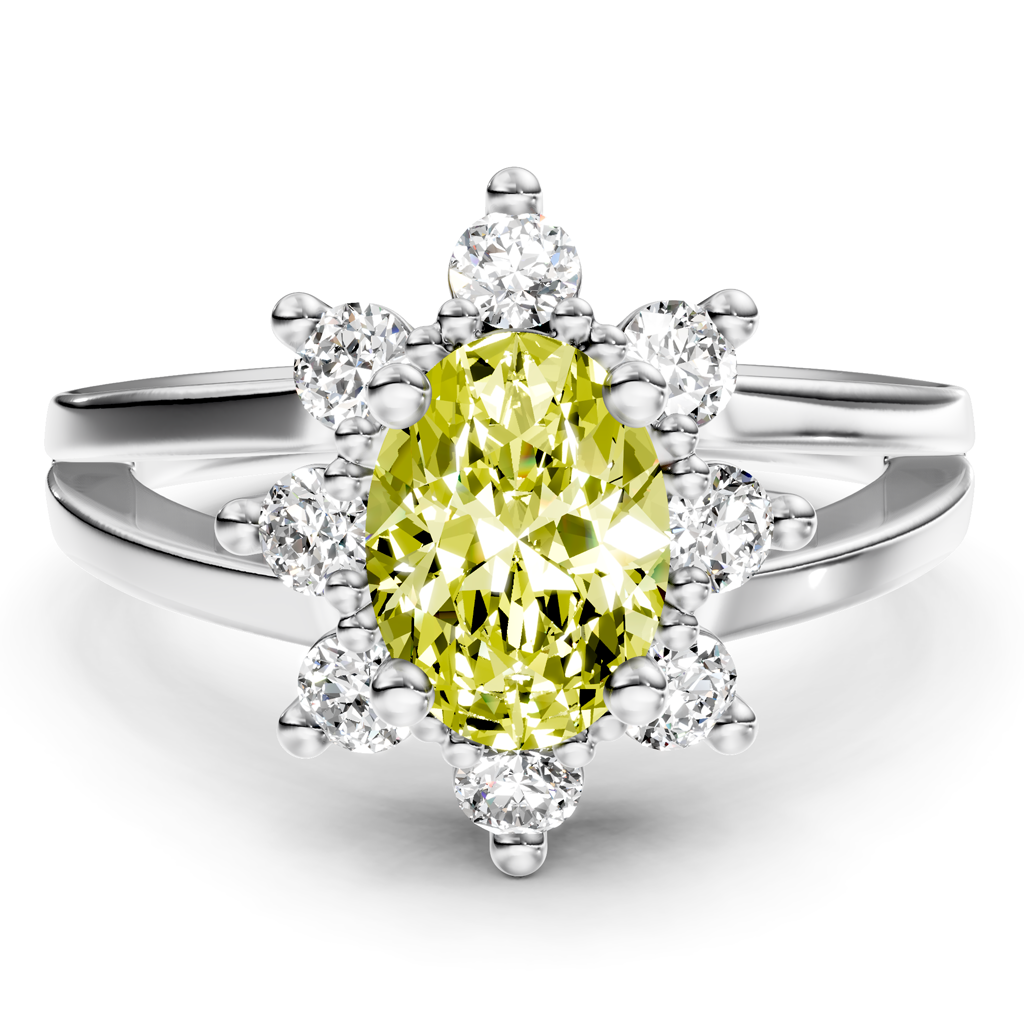 1.40-4.40 CT Oval & Round Cut Fancy Yellow Diamonds - Engagement Ring