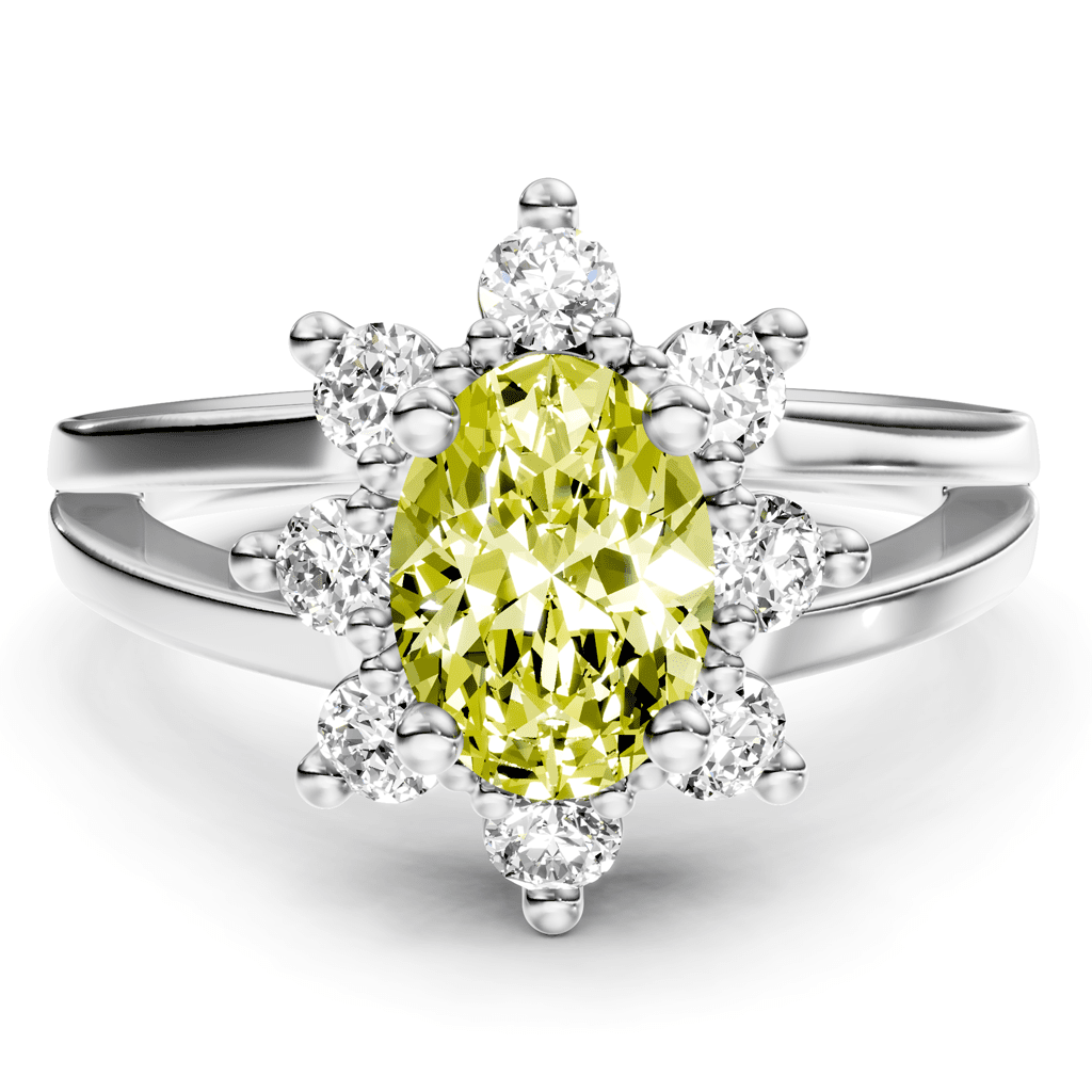 1.40 - 4.40 CT Oval & Round Cut Fancy Yellow Diamonds - Engagement Ring - Primestyle.com