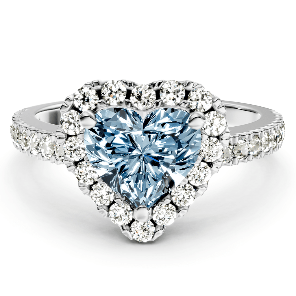 1.45 - 4.45 CT Heart & Round Cut Fancy Blue Diamonds - Engagement Ring - Primestyle.com