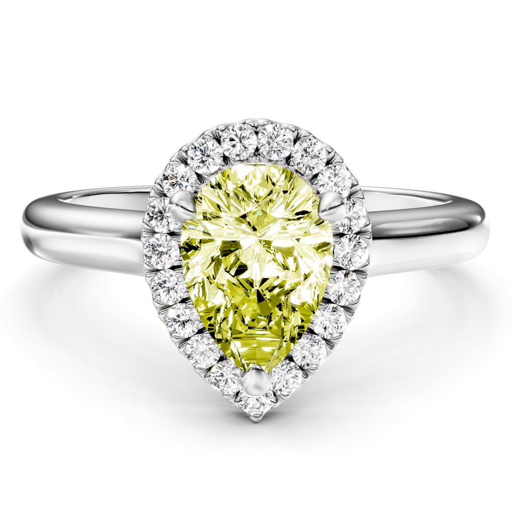 1.20-4.20 CT Pear & Round Cut Fancy Yellow Diamonds - Engagement Ring