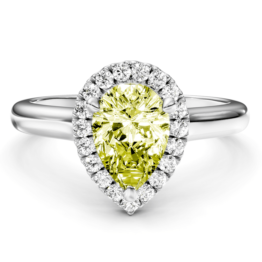 1.20 - 4.20 CT Pear & Round Cut Fancy Yellow Diamonds - Engagement Ring - Primestyle.com