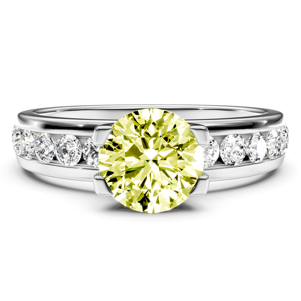1.60-4.60 CT Round Cut Fancy Yellow Diamonds - Engagement Ring