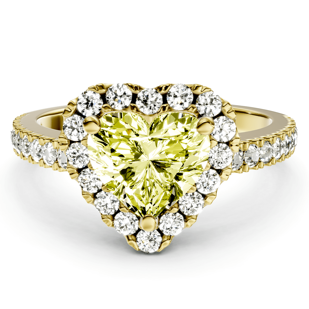 1.45-4.45 CT Heart & Round Cut Fancy Yellow Diamonds - Engagement Ring