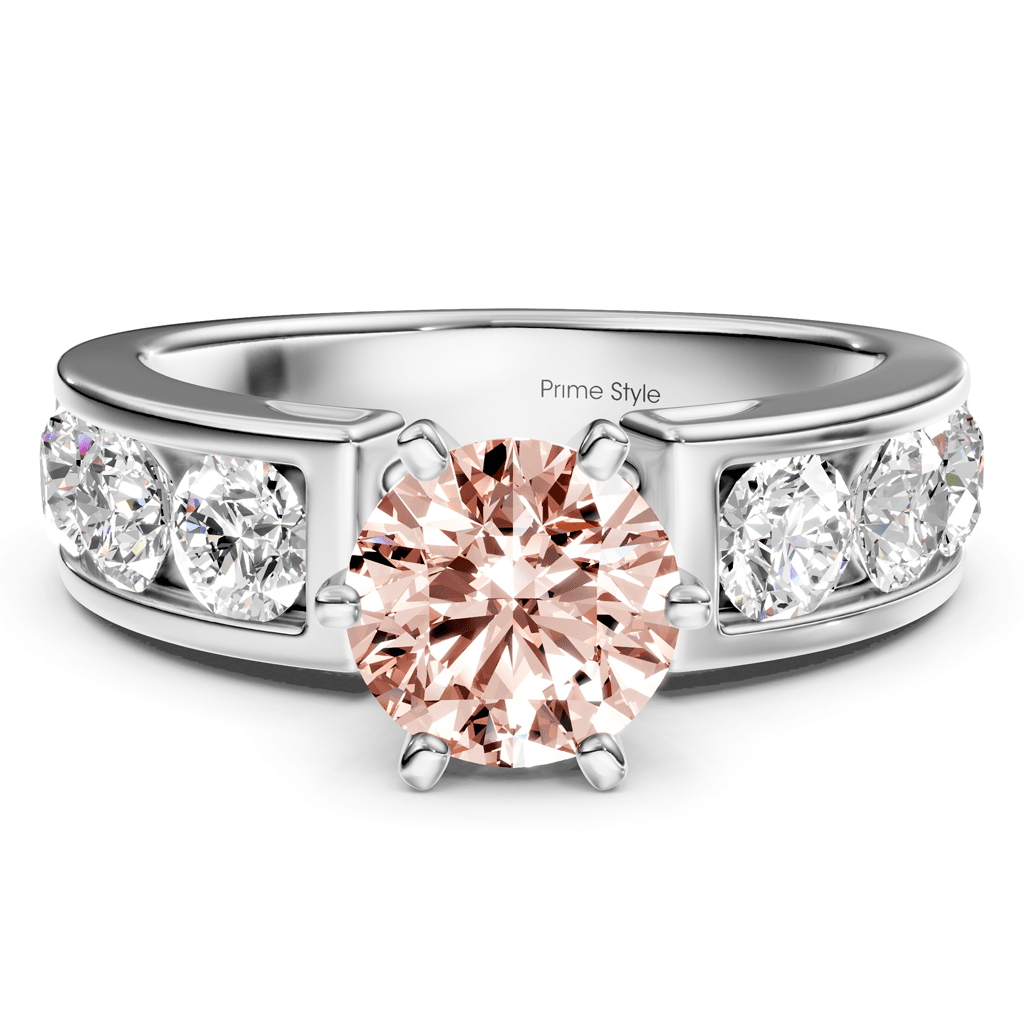 2.50 - 5.50 CT Round Cut Fancy Pink Diamonds - Engagement Ring - Primestyle.com