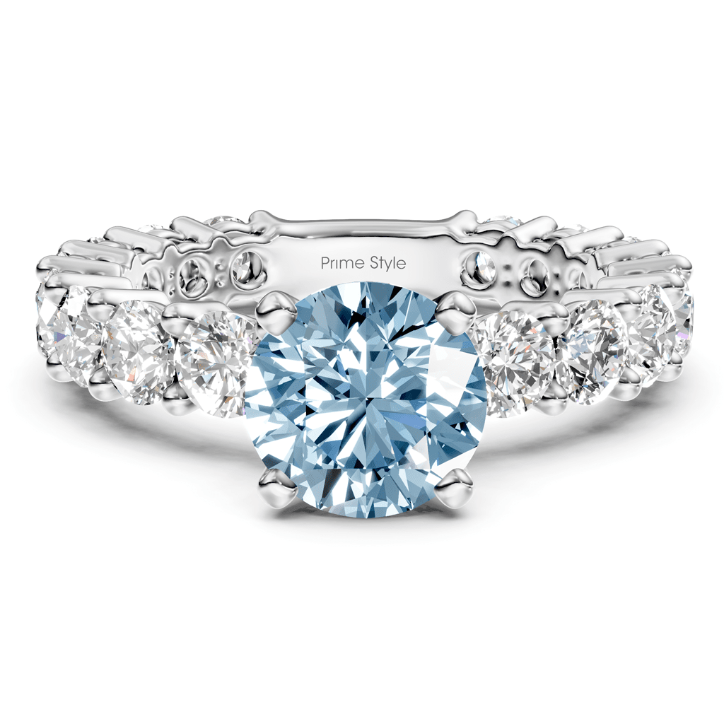 3.25 - 6.25 CT Round Cut Fancy Blue Diamonds - Engagement Ring - Primestyle.com