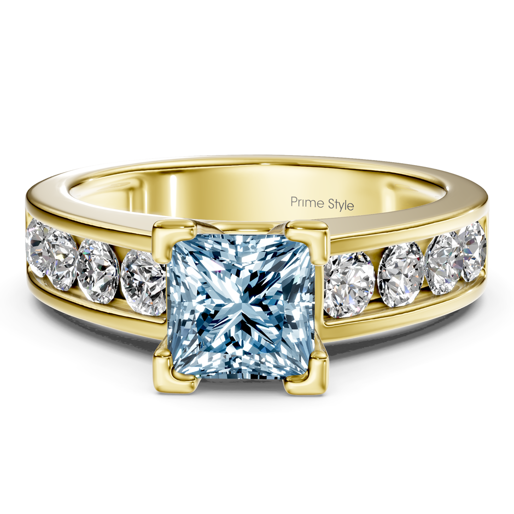 1.80-4.80 CT Princess & Round Cut Fancy Blue Diamonds - Engagement Ring