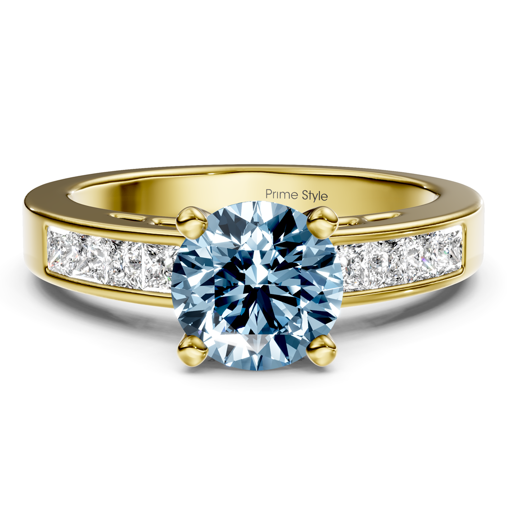 1.50-4.50 CT Princess & Round Cut Fancy Blue Diamonds - Engagement Ring