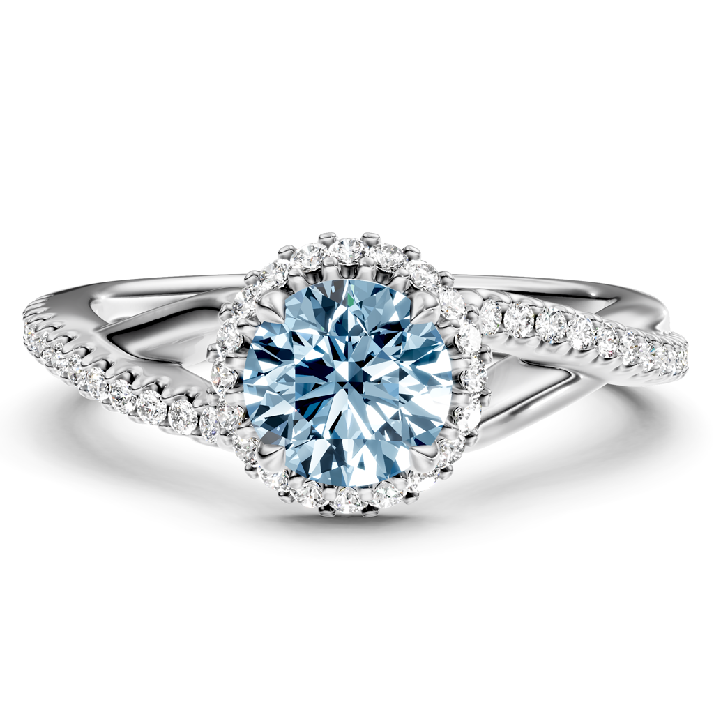 1.25-4.25 CT Round Cut Fancy Blue Diamonds - Engagement Ring