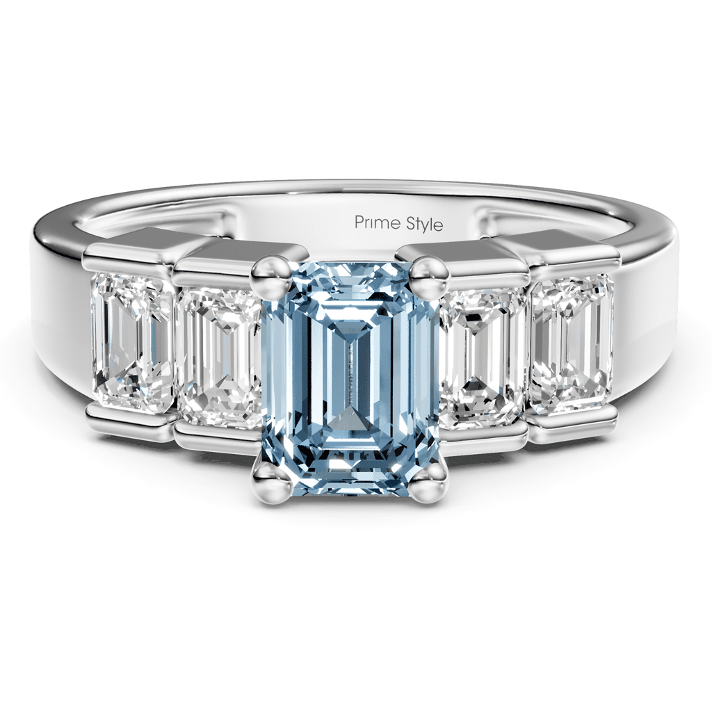 2.30 - 5.30 CT Emerald Cut Fancy Blue Diamonds - Engagement Ring - Primestyle.com