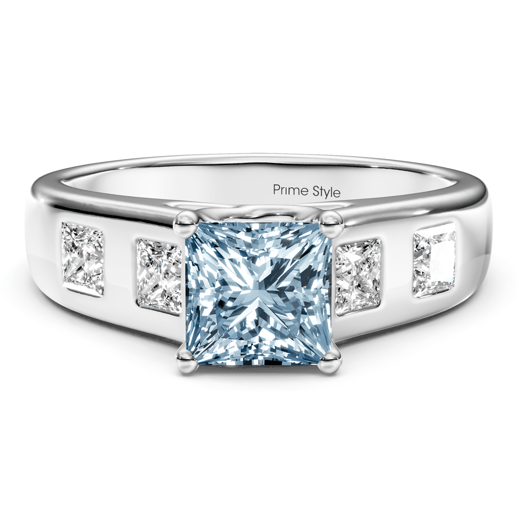 1.50-4.50 CT Princess Cut Fancy Blue Diamonds - Engagement Ring