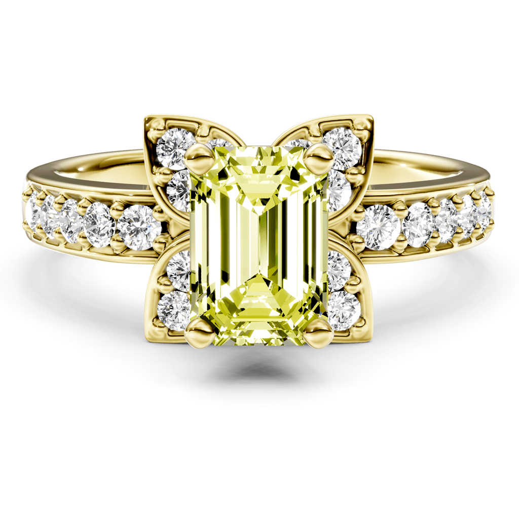 1.40 - 4.40 CT Emerald & Round Cut Fancy Yellow Diamonds - Engagement Ring - Primestyle.com