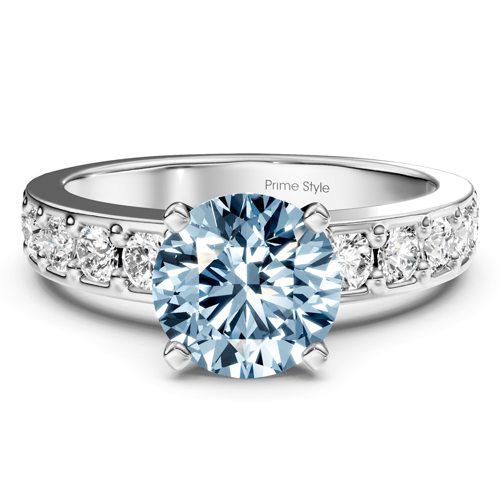 1.80 - 4.80 CT Round Cut Fancy Blue Diamonds - Engagement Ring - Primestyle.com