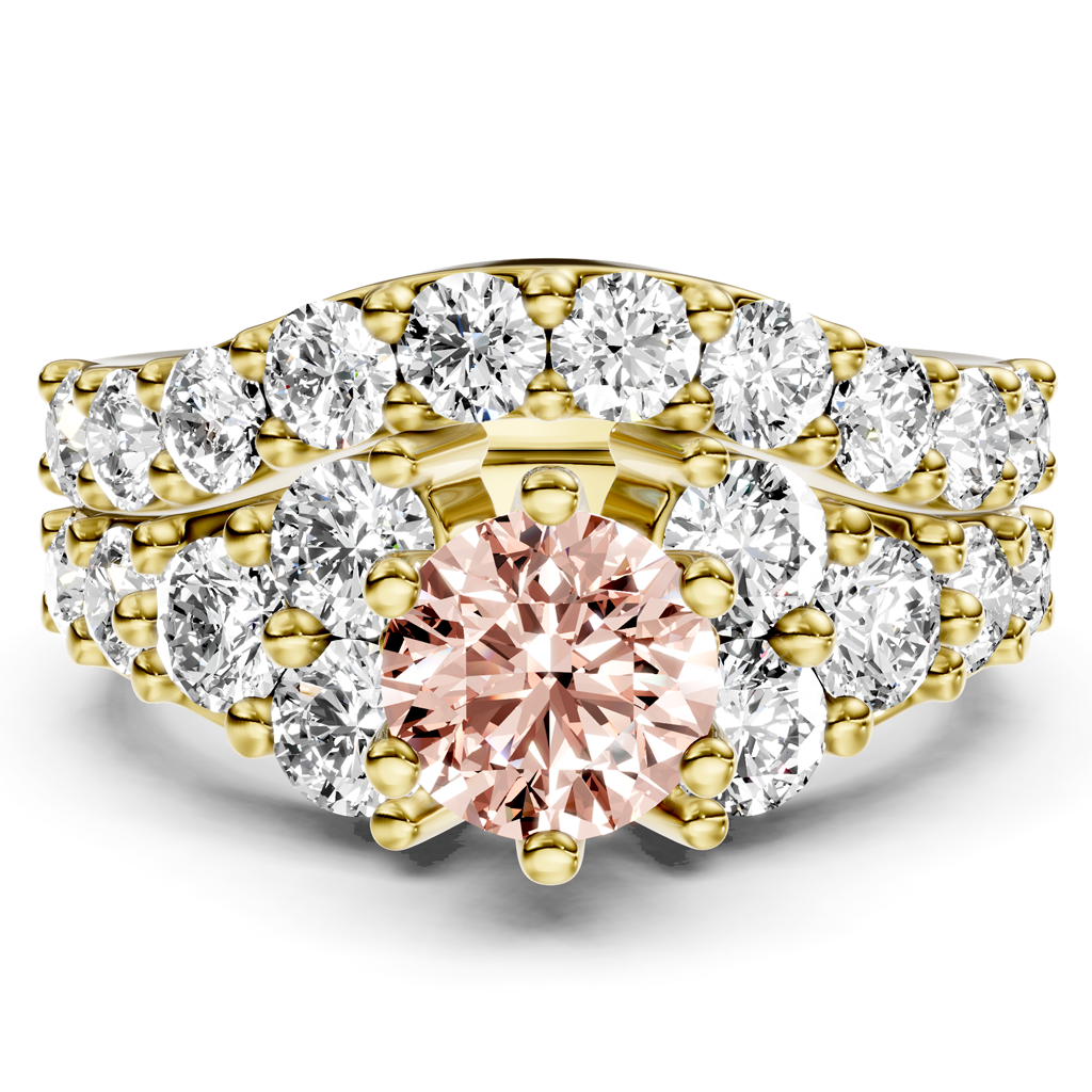 3.55-6.55 CT Round Cut Fancy Pink Diamonds - Bridal Set