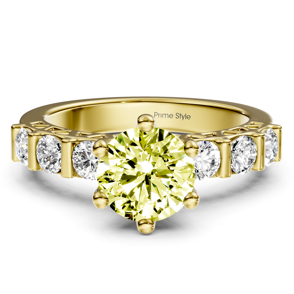1.60-4.60 CT Round Cut Fancy Yellow Diamonds - Engagement Ring