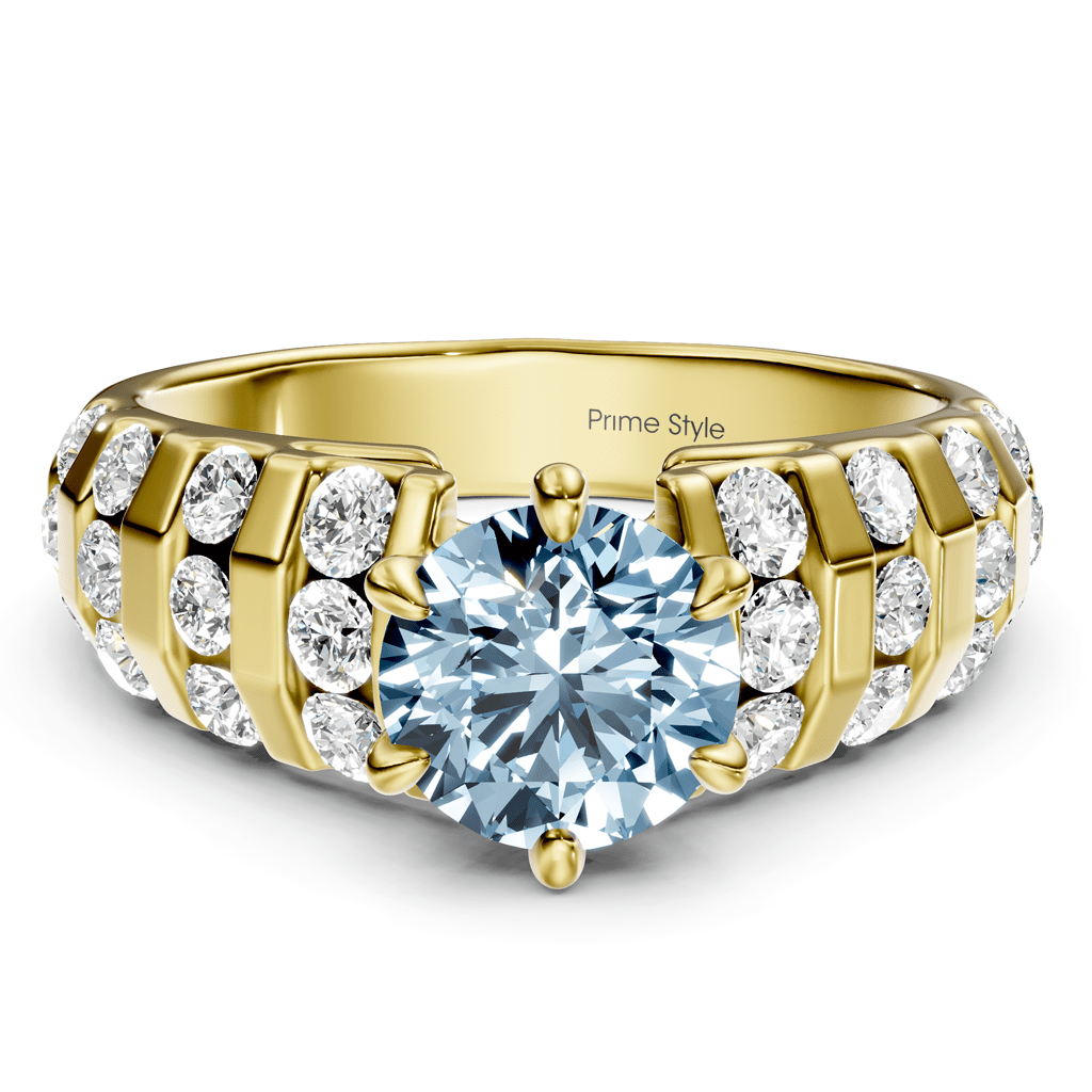 1.75 - 4.75 CT Round Cut Fancy Blue Diamonds - Engagement Ring - Primestyle.com