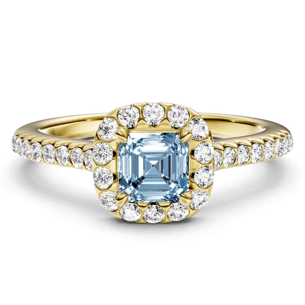 1.35-4.35 CT Ascher & Round Cut Fancy Blue Diamonds - Engagement Ring