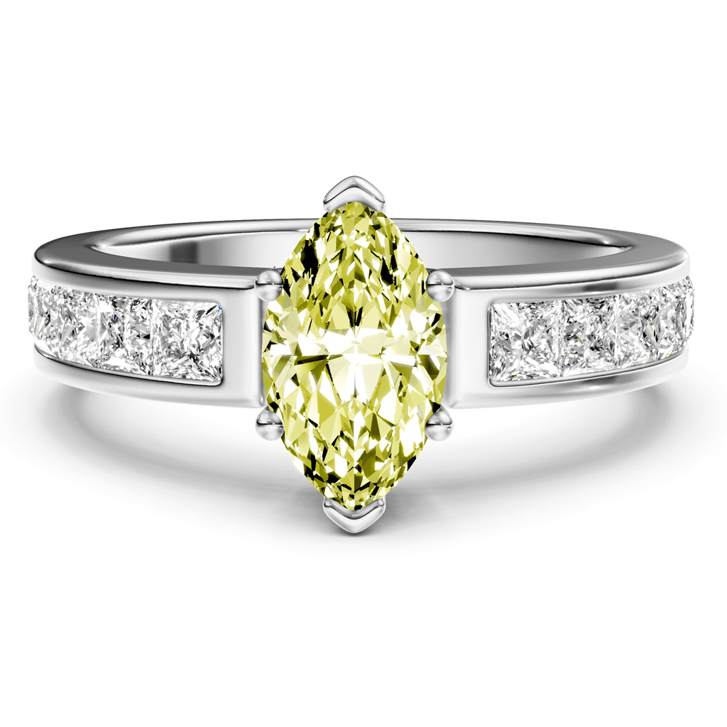 1.90 - 4.90 CT Princess Cut Fancy Yellow Diamonds - Engagement Ring - Primestyle.com