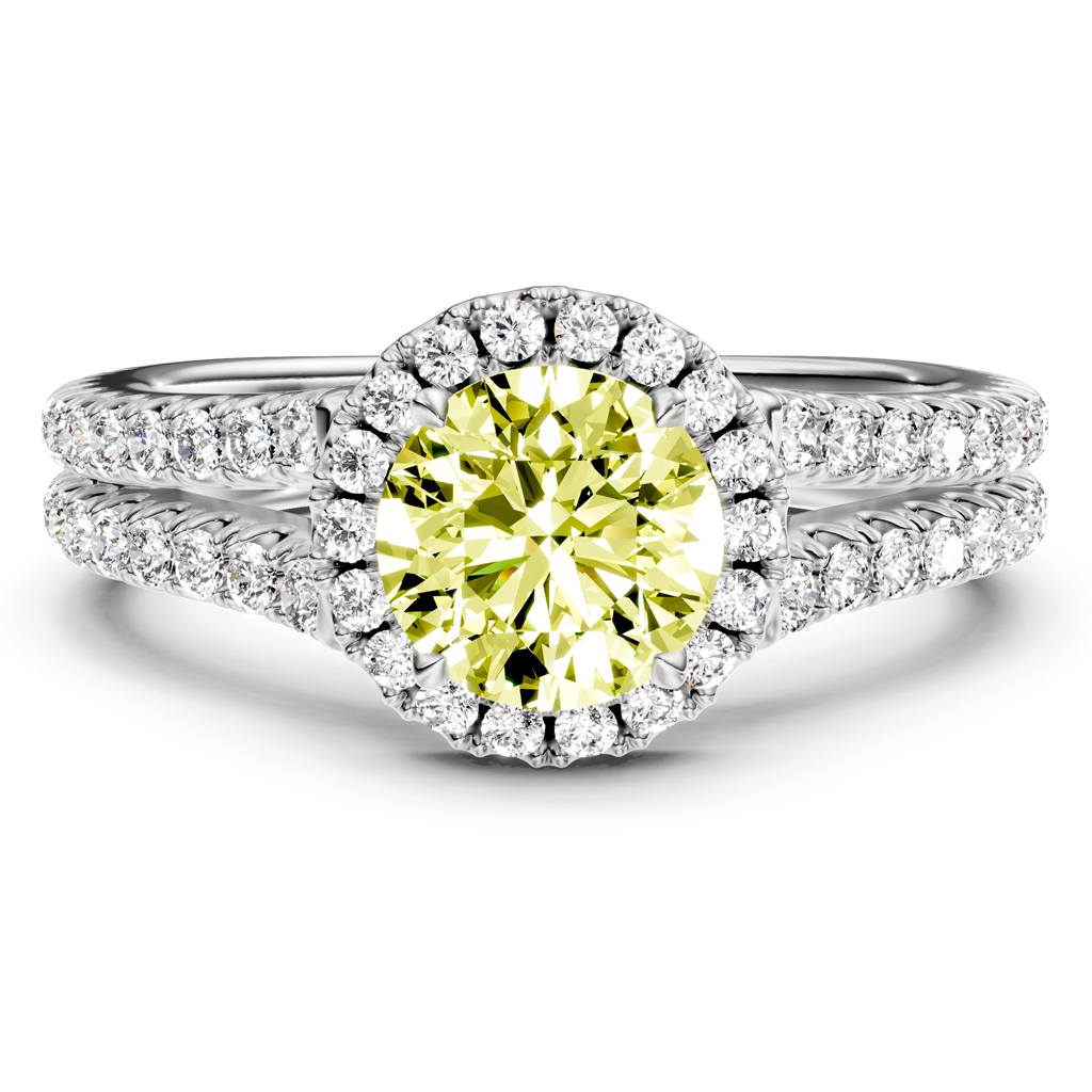 1.60-4.60 CT Round Cut Fancy Yellow Diamonds - Engagement Ring