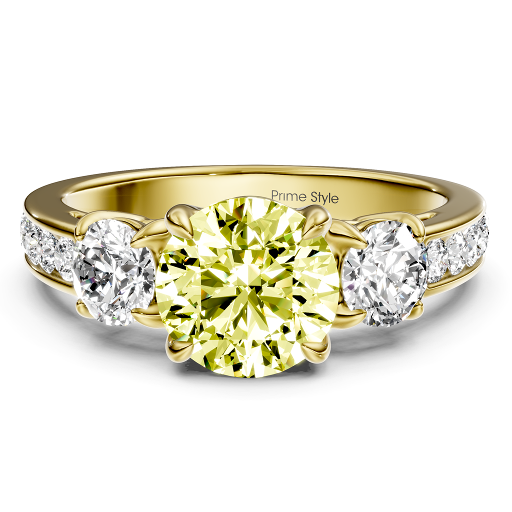1.75-4.75 CT Round Cut Fancy Yellow Diamonds - Engagement Ring