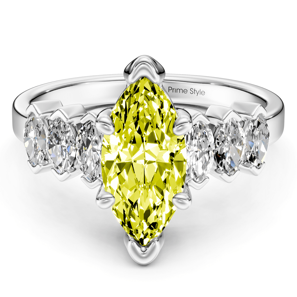 2.00-5.00 CT Marquise Cut Fancy Yellow Diamonds - Engagement Ring