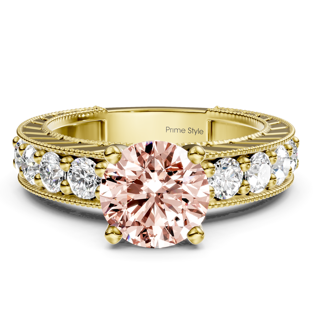 1.85-4.85 CT Princess & Round Cut Fancy Pink Diamonds - Engagement Ring