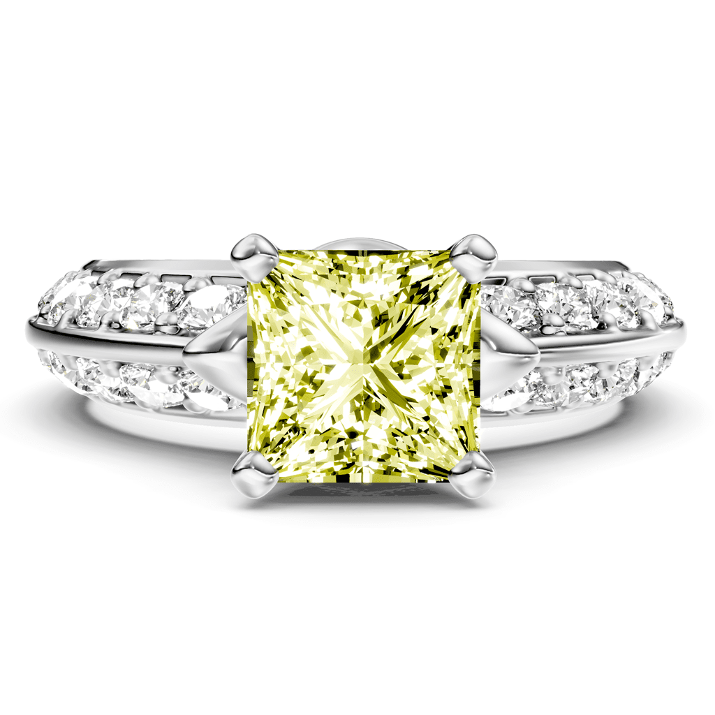 1.65-4.65 CT Princess & Round Cut Fancy Yellow Diamonds - Engagement Ring