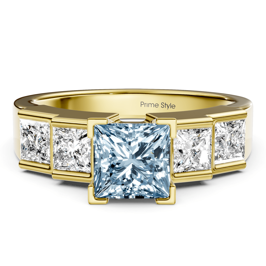 1.80-4.80 CT Princess Cut Fancy Blue Diamonds - Engagement Ring