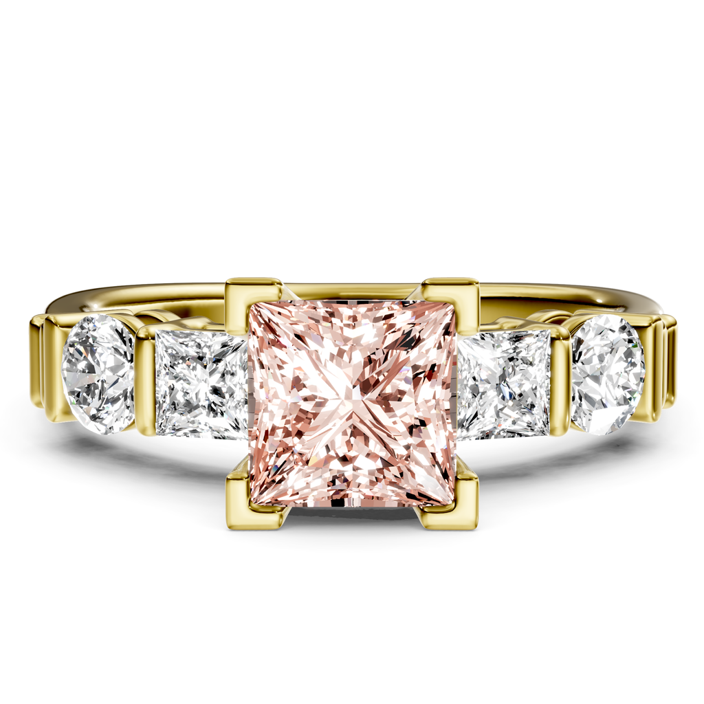 1.70-4.70 CT Princess & Round Cut Fancy Pink Diamonds - Engagement Ring
