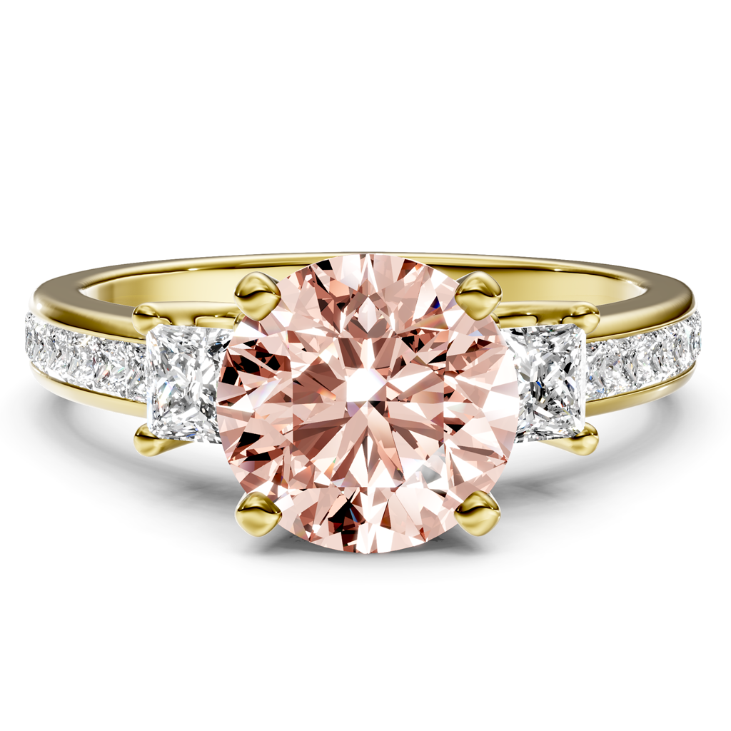 1.75-4.75 CT Princess & Round Cut Fancy Pink Diamonds - Engagement Ring