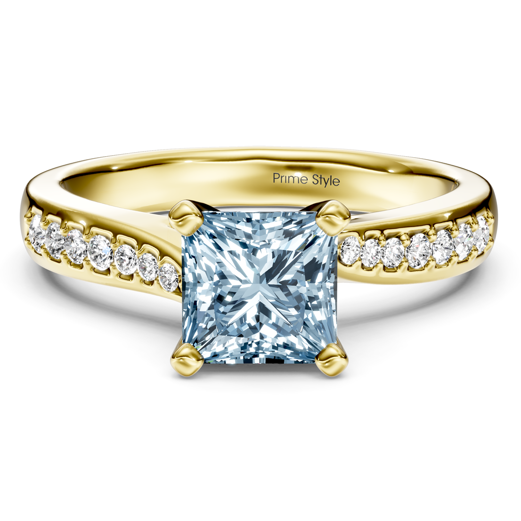 1.15-4.15 CT Princess & Round Cut Fancy Blue Diamonds - Engagement Ring