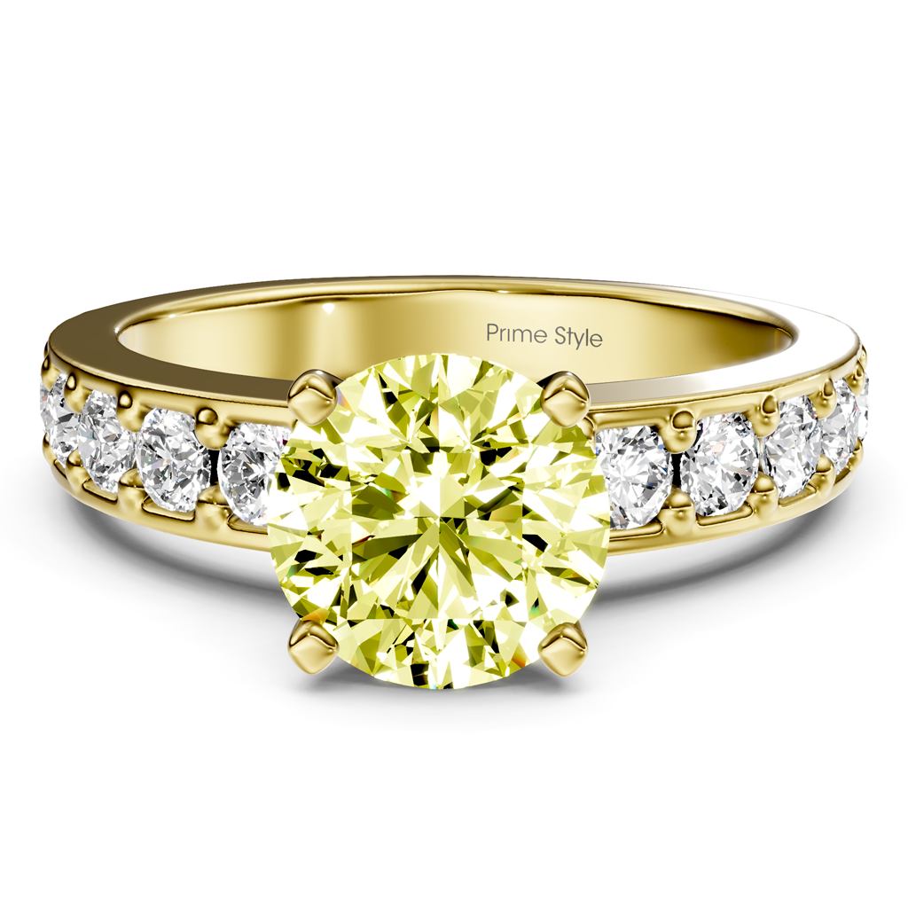 1.80-4.80 CT Round Cut Fancy Yellow Diamonds - Engagement Ring