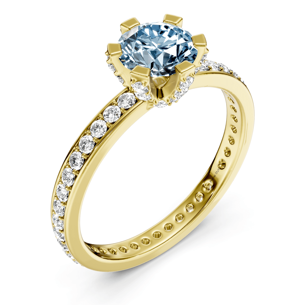 1.55 - 4.55 CT Round Cut Fancy Blue Diamonds - Engagement Ring - Primestyle.com