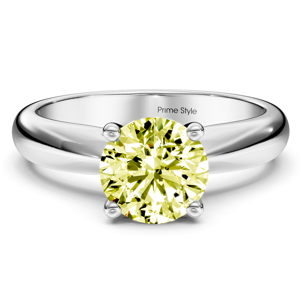 1.10-4.10 CT Round Cut Fancy Yellow Diamonds - Engagement Ring