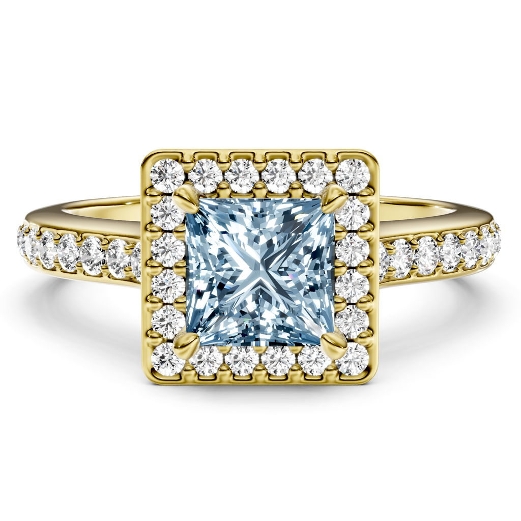 1.40-4.40 CT Princess & Round Cut Fancy Blue Diamonds - Engagement Ring