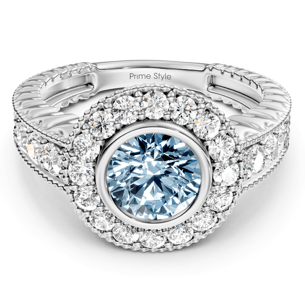 1.50 - 4.50 CT Round Cut Fancy Blue Diamonds - Engagement Ring - Primestyle.com