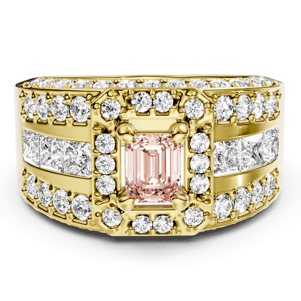 2.70-5.70 CT Emerald & Round Cut Fancy Pink Diamonds - Engagement Ring