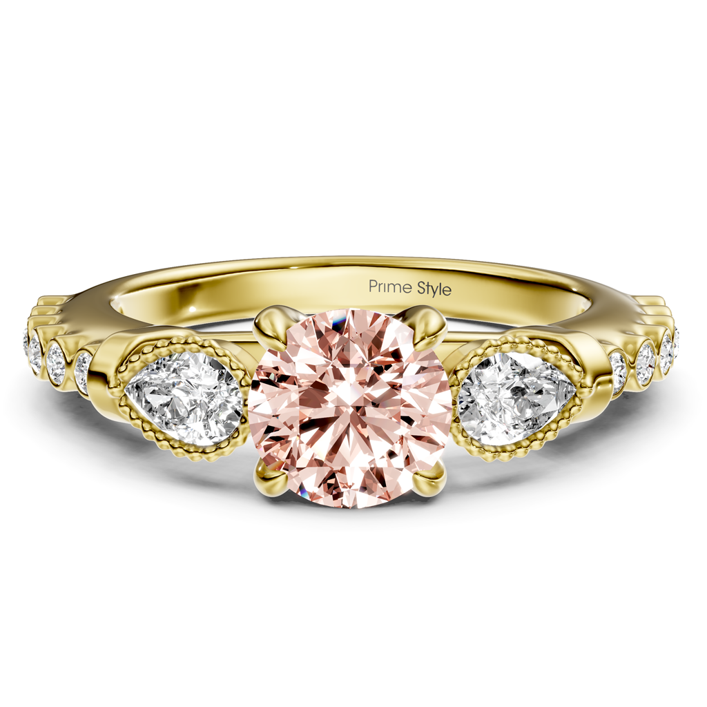 1.42-4.42 CT Pear & Round Cut Fancy Pink Diamonds - Engagement Ring