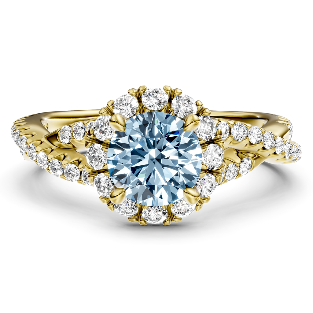 1.45-4.45 CT Round Cut Fancy Blue Diamonds - Engagement Ring