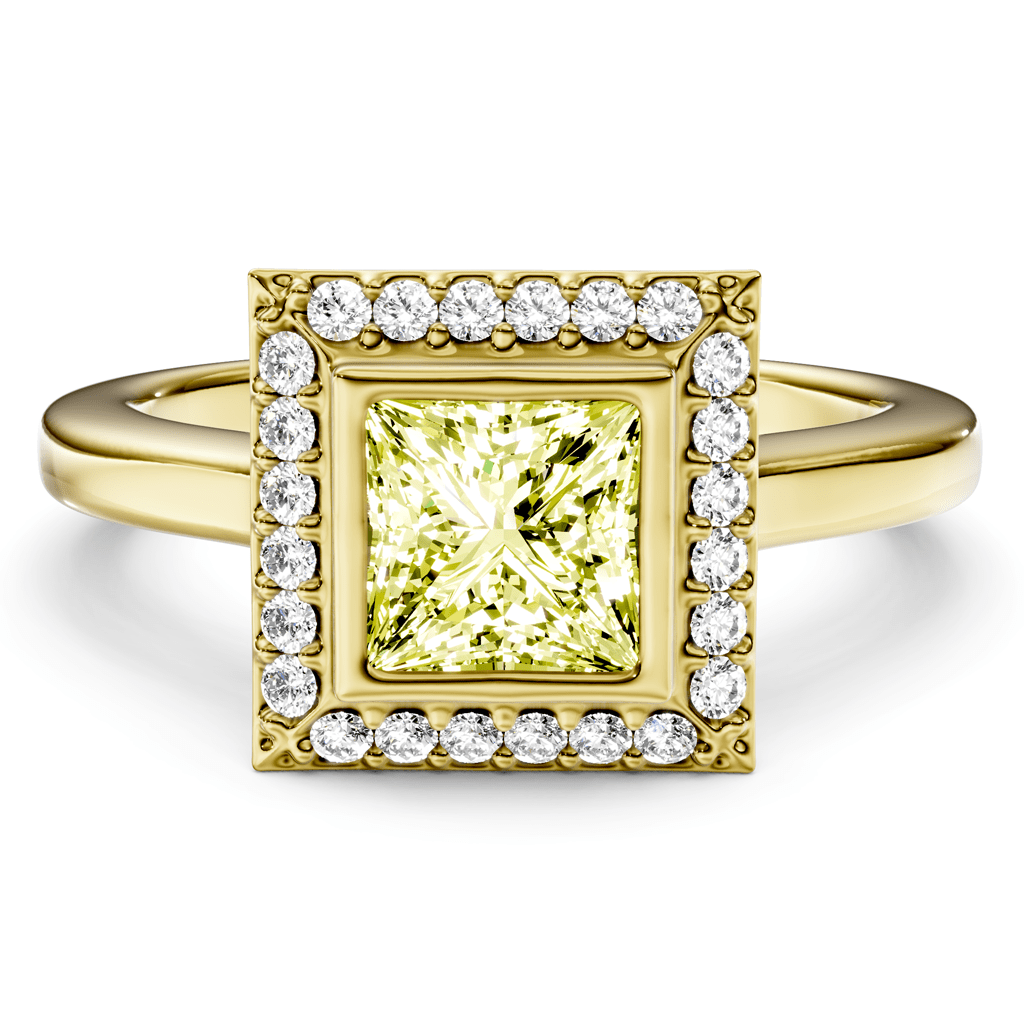 1.14-4.14 CT Princess & Round Cut Fancy Yellow Diamonds - Engagement Ring