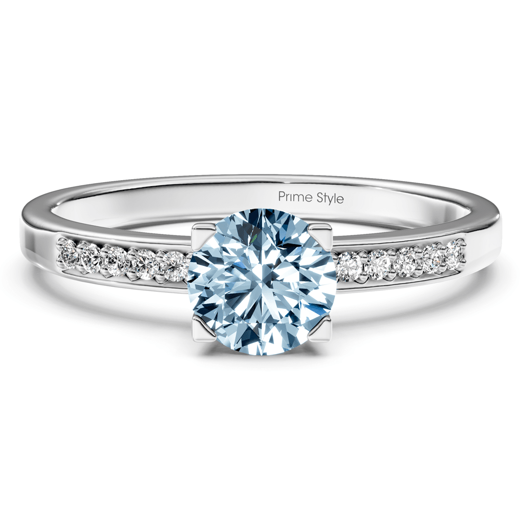1.10-4.10 CT Round Cut Fancy Blue Diamonds - Engagement Ring