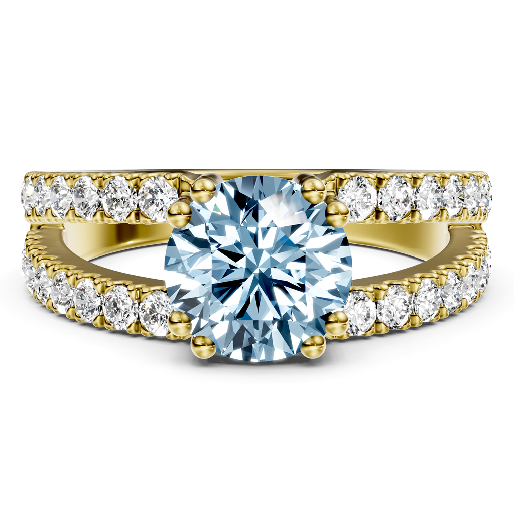 1.70-4.70 CT Round Cut Fancy Blue Diamonds - Engagement Ring