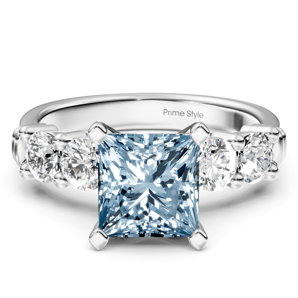 1.60-4.60 CT Round Cut Fancy Blue Diamonds - Engagement Ring